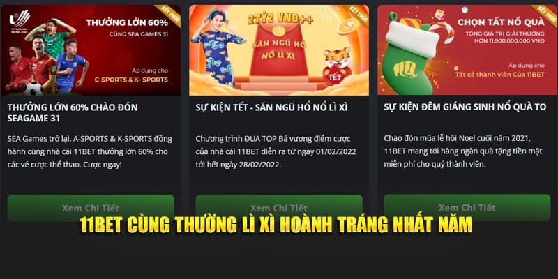 11BET cùng thường lì xì hoành tráng nhất năm