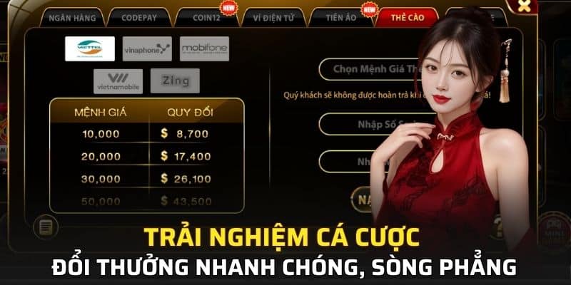 Trải nghiệm cá cược đổi thưởng nhanh chóng, sòng phẳng