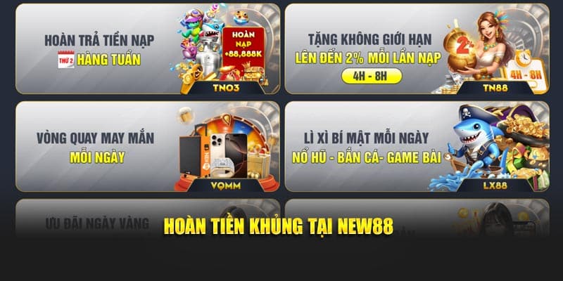 Hoàn tiền khủng tại NEW88