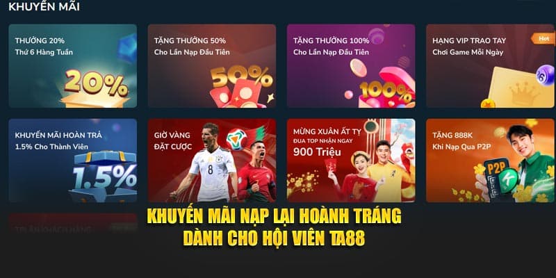 Khuyến mãi nạp lại hoành tráng dành cho hội viên TA88