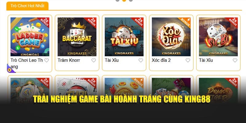Trải nghiệm game bài hoành tráng cùng KING88
