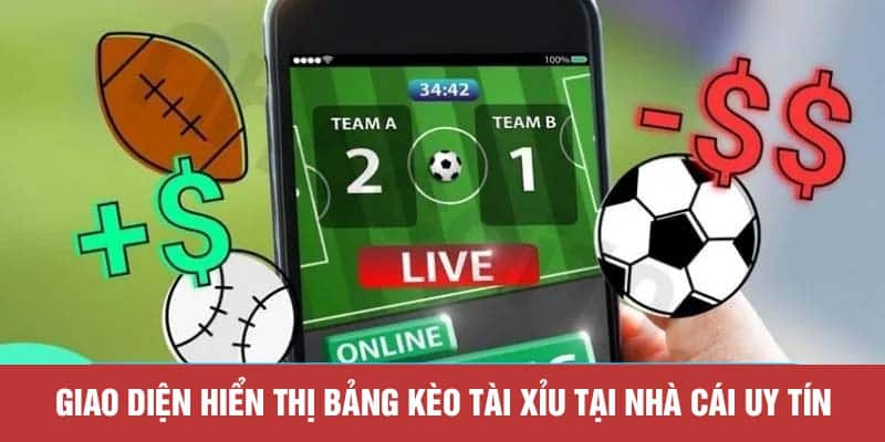 Giao diện hiển thị bảng kèo tài xỉu tại nhà cái uy tín